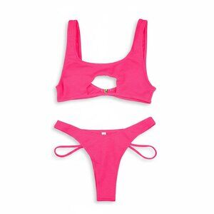 Sherry DC Cut Out Hot Pink Hight Cut Bikini Size Medium